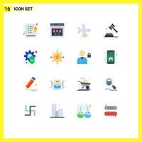 grupo de símbolos de ícone universal de 16 cores planas modernas de desenvolvimento voo digital copyright transporte pacote editável de elementos de design de vetores criativos