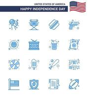 16 sinais azuis para o dia da independência dos eua estados de segurança da televisão do exército americano editáveis elementos de design vetorial do dia dos eua vetor