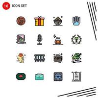 pacote de ícones vetoriais de estoque de 16 sinais e símbolos de linha para datas de bebê, centro de refeições, elementos de design de vetores criativos editáveis