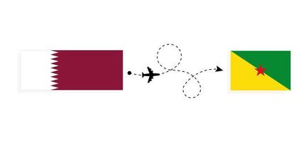 voo e viagem do qatar para a guiana francesa pelo conceito de viagem de avião de passageiros vetor