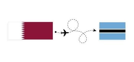 voo e viagem do qatar ao botswana pelo conceito de viagem de avião de passageiros vetor