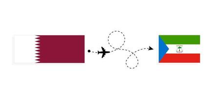 voo e viagem do qatar à guiné equatorial pelo conceito de viagem de avião de passageiros vetor