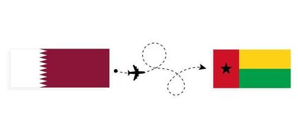 voo e viagem do qatar à guiné-bissau pelo conceito de viagem de avião de passageiros vetor