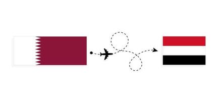 voo e viagem do qatar ao iêmen pelo conceito de viagem de avião de passageiros vetor