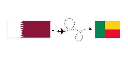 voo e viagem do qatar ao benin pelo conceito de viagem de avião de passageiros vetor