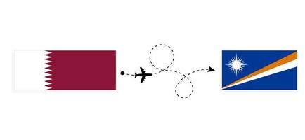 voo e viagem do qatar para as ilhas marshall pelo conceito de viagem de avião de passageiros vetor