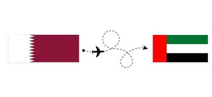voo e viagem do qatar para os emirados árabes unidos pelo conceito de viagem de avião de passageiros vetor