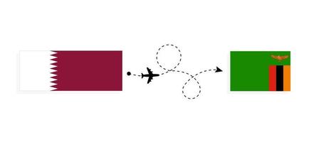 voo e viagem do qatar para a zâmbia pelo conceito de viagem de avião de passageiros vetor