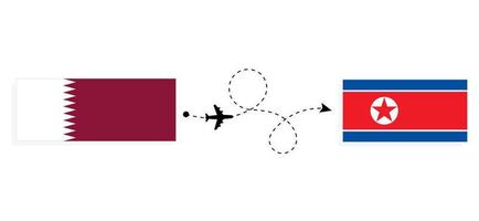 voo e viagem do qatar para a coreia do norte pelo conceito de viagem de avião de passageiros vetor