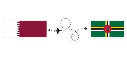 voo e viagem do qatar para dominica pelo conceito de viagem de avião de passageiros vetor