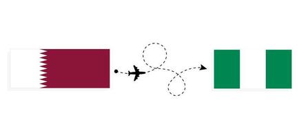 voo e viagem do qatar para a nigéria pelo conceito de viagem de avião de passageiros vetor