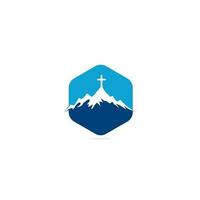 designs de logotipo de igreja com montanha, logotipo minimalista. modelo de design de logotipo de vetor de igreja de pessoas. igreja e logotipo da organização cristã.