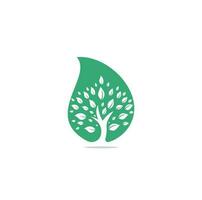 design de logotipo de conceito de forma de queda de árvore verde. design de vetor de elemento orgânico abstrato. ícone de conceito de logotipo de vida feliz de ecologia. design de logotipo de árvore