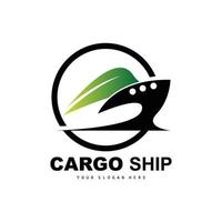 logotipo do navio de carga, vetor de navio de carga rápida, veleiro, design para empresa de fabricação de navios, navegação fluvial, veículos marítimos, transporte, logística