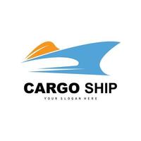 logotipo do navio de carga, vetor de navio de carga rápida, veleiro, design para empresa de fabricação de navios, navegação fluvial, veículos marítimos, transporte, logística