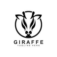 design de logotipo de girafa, silhueta de vetor de cabeça de girafa, animal de pescoço alto, zoológico, ilustração de tatuagem, marca de produto