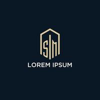 logotipo monograma inicial sm com estilo de forma hexagonal, inspiração de idéias de design de logotipo imobiliário vetor