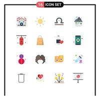 conjunto de 16 sinais de símbolos de ícones de interface do usuário modernos para caixa de perfuração saco de boxe zodíaco natureza colina pacote editável de elementos de design de vetores criativos