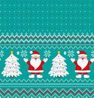 Natal de malha e padrão de ano novo em Papai Noel. design de suéter de tricô de lã. papel de parede papel de embrulho impressão têxtil. vetor