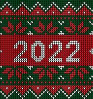 padrão de malha sem costura de ano novo com o número 2022. design de suéter de tricô. textura de malha de lã. ilustração vetorial vetor