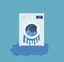 máquina de lavar de onde sai água. ilustração vetorial em um estilo simples. vetor