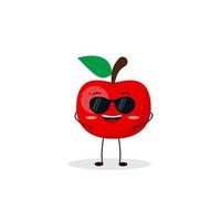 personagem de maçã feliz bonito. emoticon de fruta engraçado em estilo simples. vetor