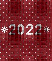 padrão de malha sem costura de ano novo com o número 2022. design de suéter de tricô. textura de malha de lã. ilustração vetorial vetor