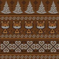 natal de malha e padrão de ano novo em tigre. design de suéter de tricô de lã. papel de parede papel de embrulho impressão têxtil. vetor