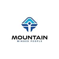 vetor de design de logotipo de montanha e pessoas
