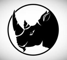 logotipo do rinoceronte. ícone de silhueta de rinoceronte. símbolo animal com chifres. sinal de força da empresa besta selvagem. ilustração vetorial. vetor