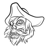 design de ilustração de caveira pirata vetor