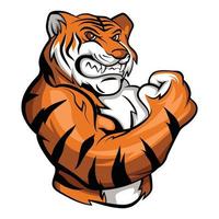 ilustração de mascote de tigre forte vetor