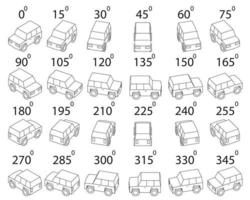 um conjunto de 24 veículos off-road de diferentes ângulos. vetor
