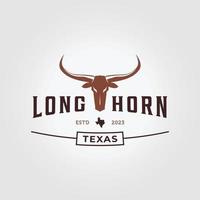 crânio longhorn oeste do texas logotipo ícone de ilustração de design vetorial vetor