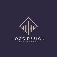 logotipo de monograma inicial ux com design de estilo retângulo vetor