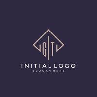 logotipo inicial do monograma gt com design de estilo retângulo vetor