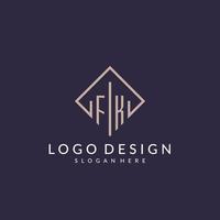 logotipo inicial do monograma fk com design de estilo retângulo vetor