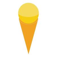 ícone de sorvete de baunilha amarelo, estilo isométrico vetor