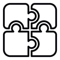 ícone de peças de quebra-cabeça, estilo de estrutura de tópicos vetor