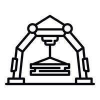 grande ícone de guindaste industrial, estilo de estrutura de tópicos vetor