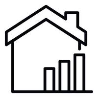 ícone de aumento dos preços imobiliários, estilo de estrutura de tópicos vetor