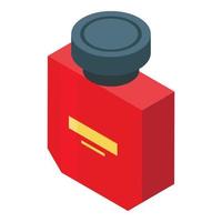 ícone de garrafa de fragrância vermelha, estilo isométrico vetor