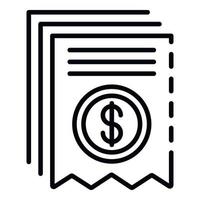 ícone de recibo de pagamento, estilo de estrutura de tópicos vetor