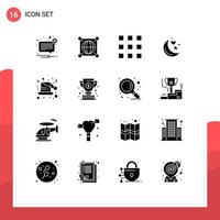 16 ícones criativos, sinais e símbolos modernos do papai noel, noite romântica, noite, elementos de design de vetores editáveis