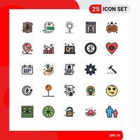 25 interface do usuário linha cheia pacote de cores planas de sinais e símbolos modernos de progresso do site folha de desempenho da web melhor processo do site elementos de design de vetores editáveis