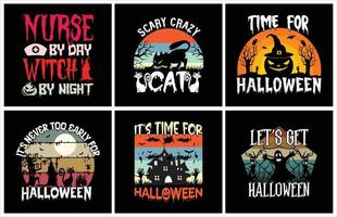 pacote de design de camiseta de halloween vetor