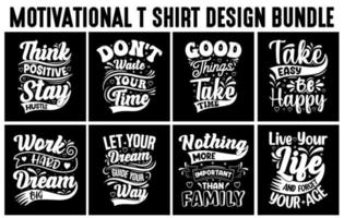 pacote de design de camiseta com letras, conjunto de design de camiseta motivacional, pacote de design de camiseta de tipografia vetor