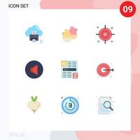 pacote de cores planas de 9 símbolos universais de código, navegador, natureza, volume, som, elementos de design vetorial editáveis vetor