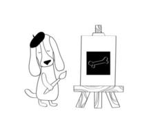 dachshunds bonitos doodle desenhados à mão em fundo branco, cachorro feliz, ilustração vetorial plana para estampas, roupas, embalagens e cartões postais. vetor