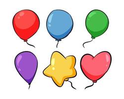 conjunto de ícones de balão. vetor desenhado à mão. várias cores e formas. adequado para festa, aniversário, celebração.